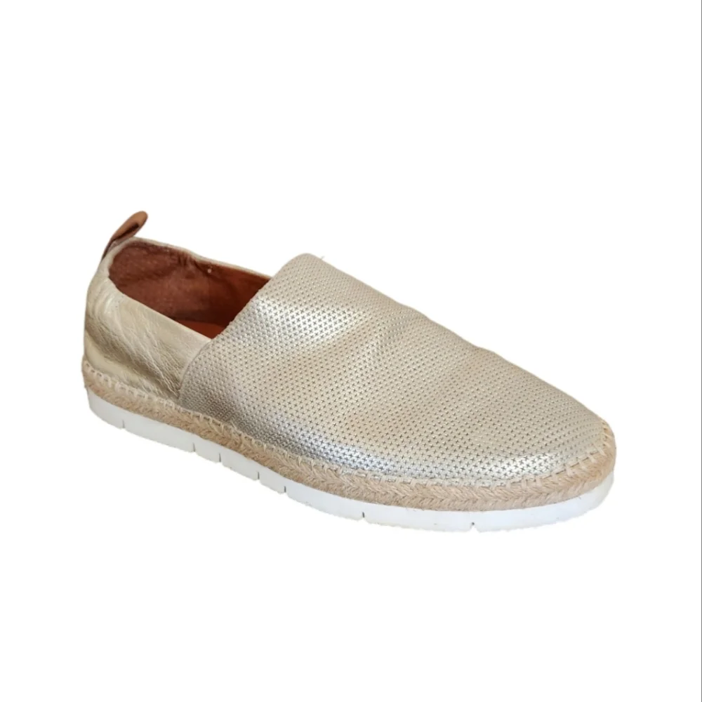 Gentle Souls Lara A Line Gold Metallic Leather Espadrilles 8.5